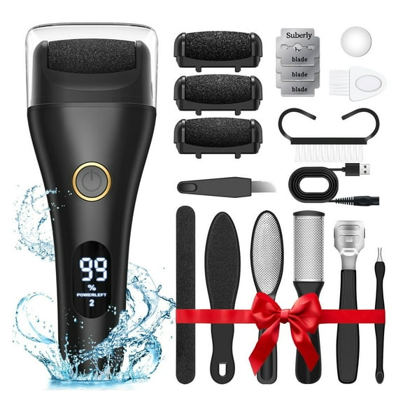 Electric Foot File - Callus Remover for Feet, Adjustable 3 Speed Foot Callus Remover with 16 in 1 Pedicure Tools Professional Foot Care, to Remove Dead Skin and Calluses Hard Skin Dry Cracks (Black)
