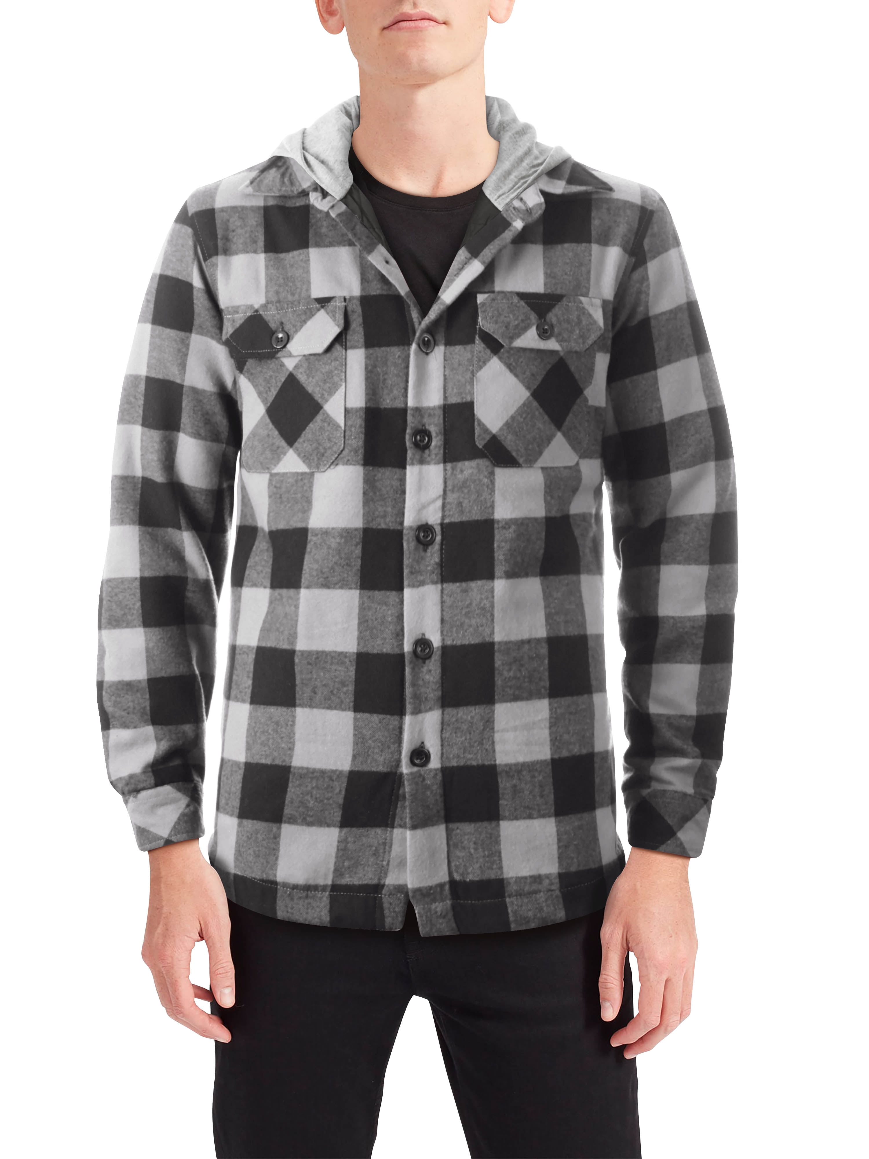 Hat and Beyond Men's Flannel Hooded Shirt Long Sleeve Lined Jacket