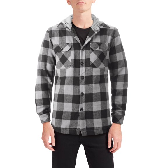 Hat and Beyond Men's Flannel Hooded Shirt Long Sleeve Lined Jacket