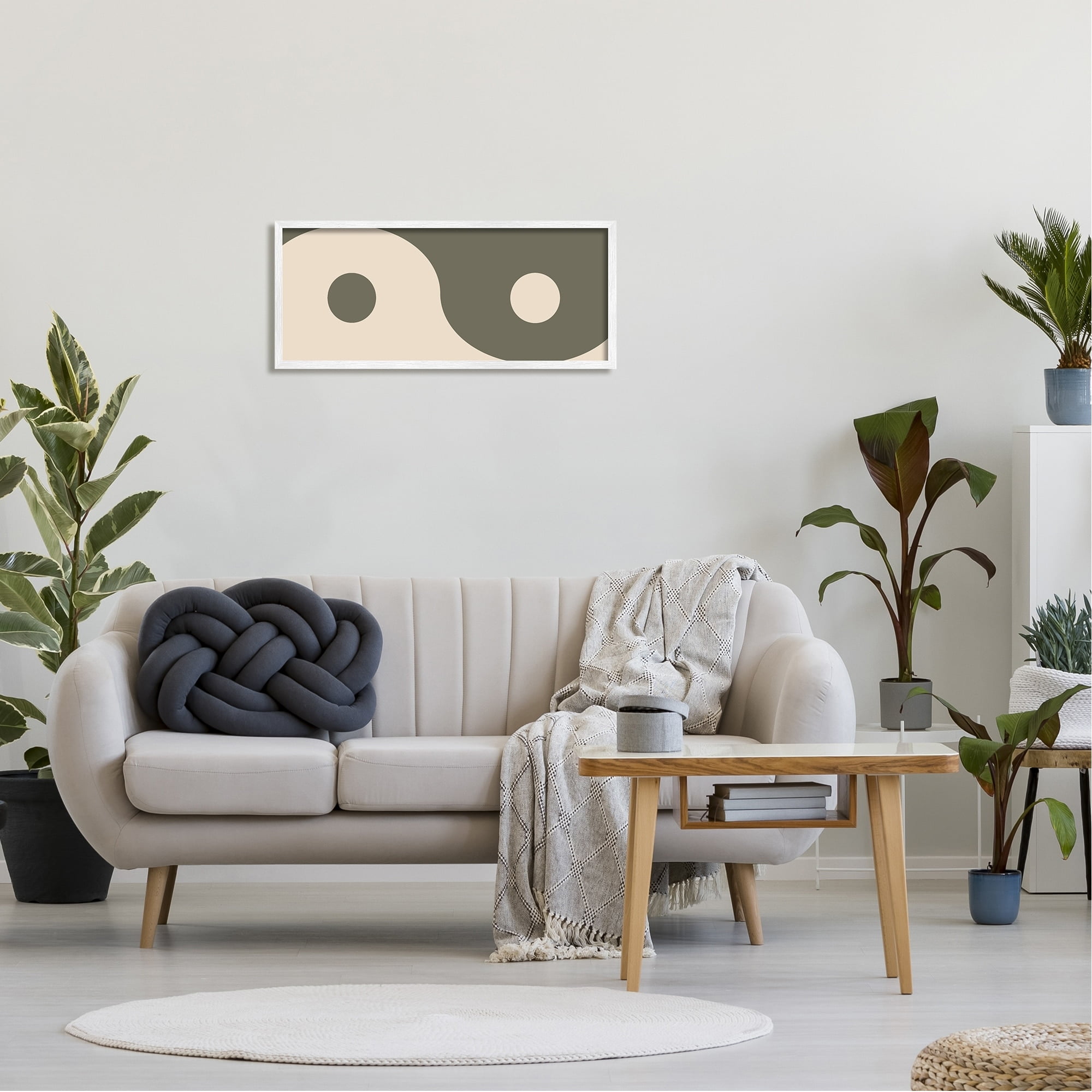 Stupell Industries Harmony Yin Yang Spiritual Symbol Minimal Design Graphic Art White Framed Art Print Wall Art, Design by Daphne Polselli
