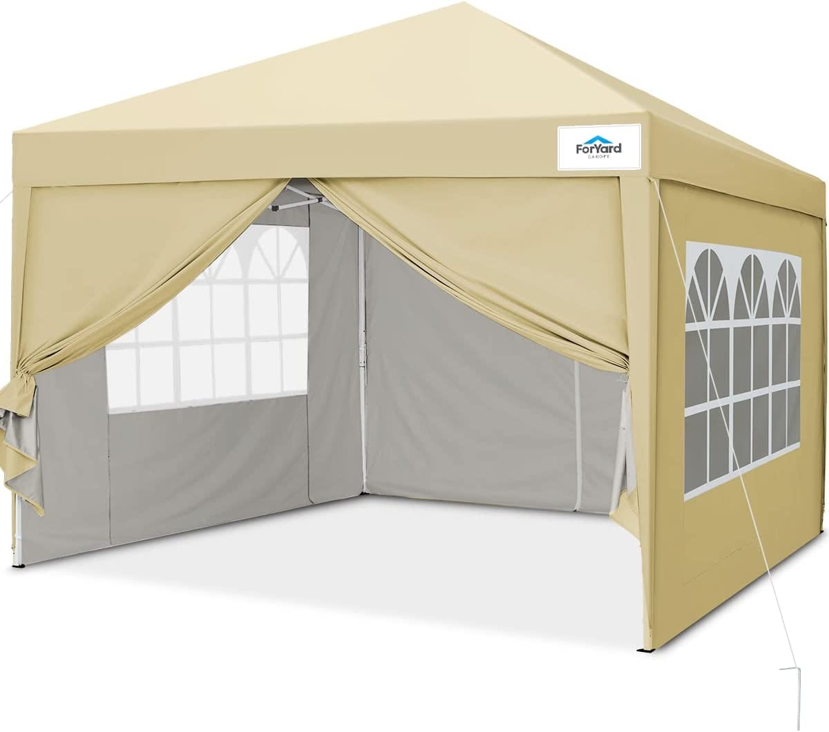 ForYard Pop Up Canopy Tent with Detachable Window Sidewalls, 10x10 ft Instant Outdoor Gazebo