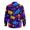 thumbnail image 4 of Fgvctg Mens Mardi Gras Shirts Carnival Party Long Sleeve Button Down V Neck Shirts Collared Dressy Blouse Mask Print Oversized Business Casual Tops Royal Blue 4XL, 4 of 6