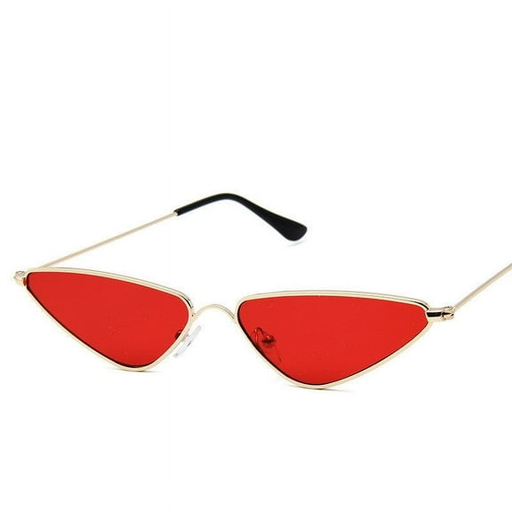 Adults Vintage Cat Eye Sunglasses with Metal Frame Triangle Ocean Piece Design AC Lenses Full Frame Non Polarized Fashion Eyewear for Women and Men
