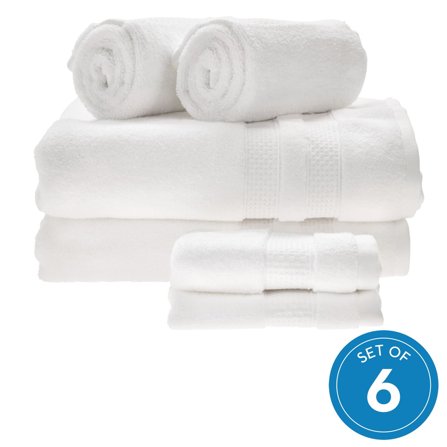 iDesign Spa 6Piece Bath Towel Set with 2 Bath Towels, 2 Hand Towels