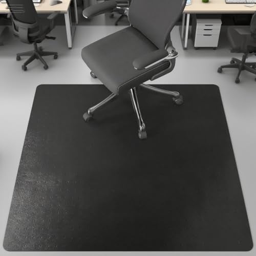 Large Chair Mat for Carpeted Floors, 46x60 Inch Heavy Duty Office Floor Protector with Non-Slip Grips, Vinyl Rolling Computer Desk Mat for Home Office Use in Black