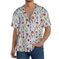 thumbnail image 3 of Xecao offers the Tulips Flowers for Men's Casual Short-sleeved Shirt, a button-up collared shirt with a pocket, perfect for beach vacations and yacht travel in the Medium size., 3 of 7