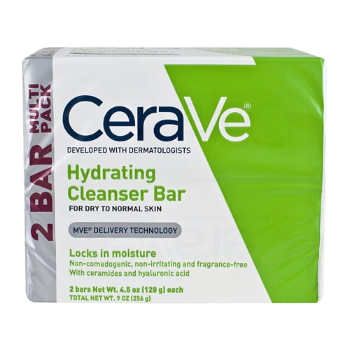 Cerave Hydrating Cleanser Bar Soaps For Dry To Normal Skin, 2 Bars/Pack ...