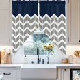thumbnail image 4 of Navy Blue Grey Swag Valances for Windows 2 Pack Herringbone Abstract Swag Kitchen Curtains 45 Inches Long Rod Pocket Short Window Treatment for Kitchen Bathroom 36"x45", 4 of 8