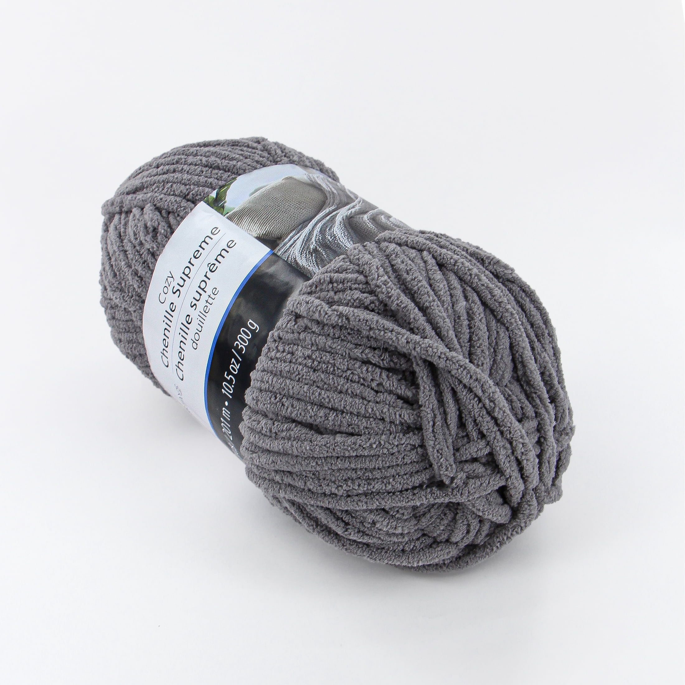 MAINSTAYS Cozy Chenille Supreme, 201m (220 yds), 300g (10.5 oz), 100% Polyester, Dark Grey