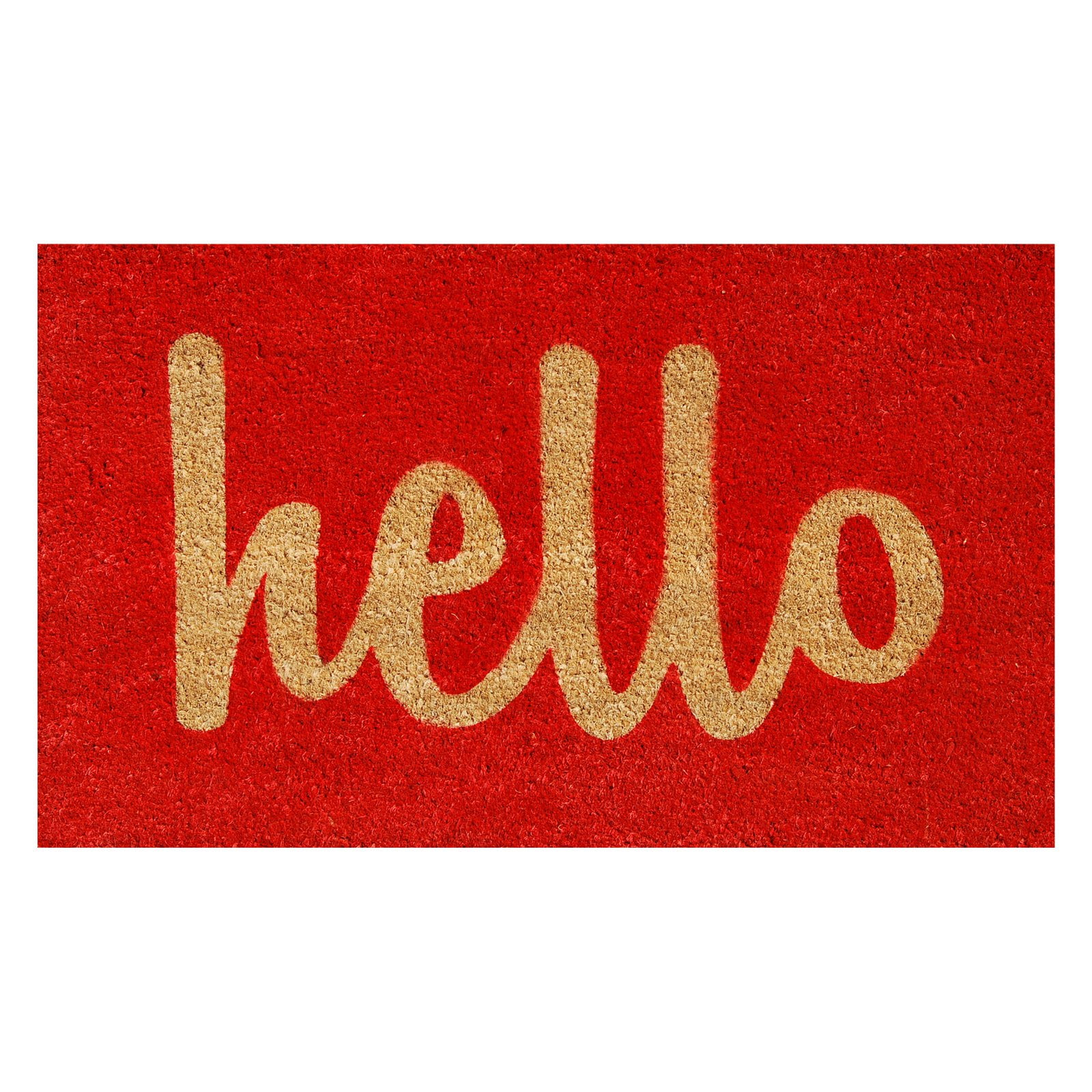 Calloway Mills Hello Outdoor Doormat Red/Natural Script 24" x 36"