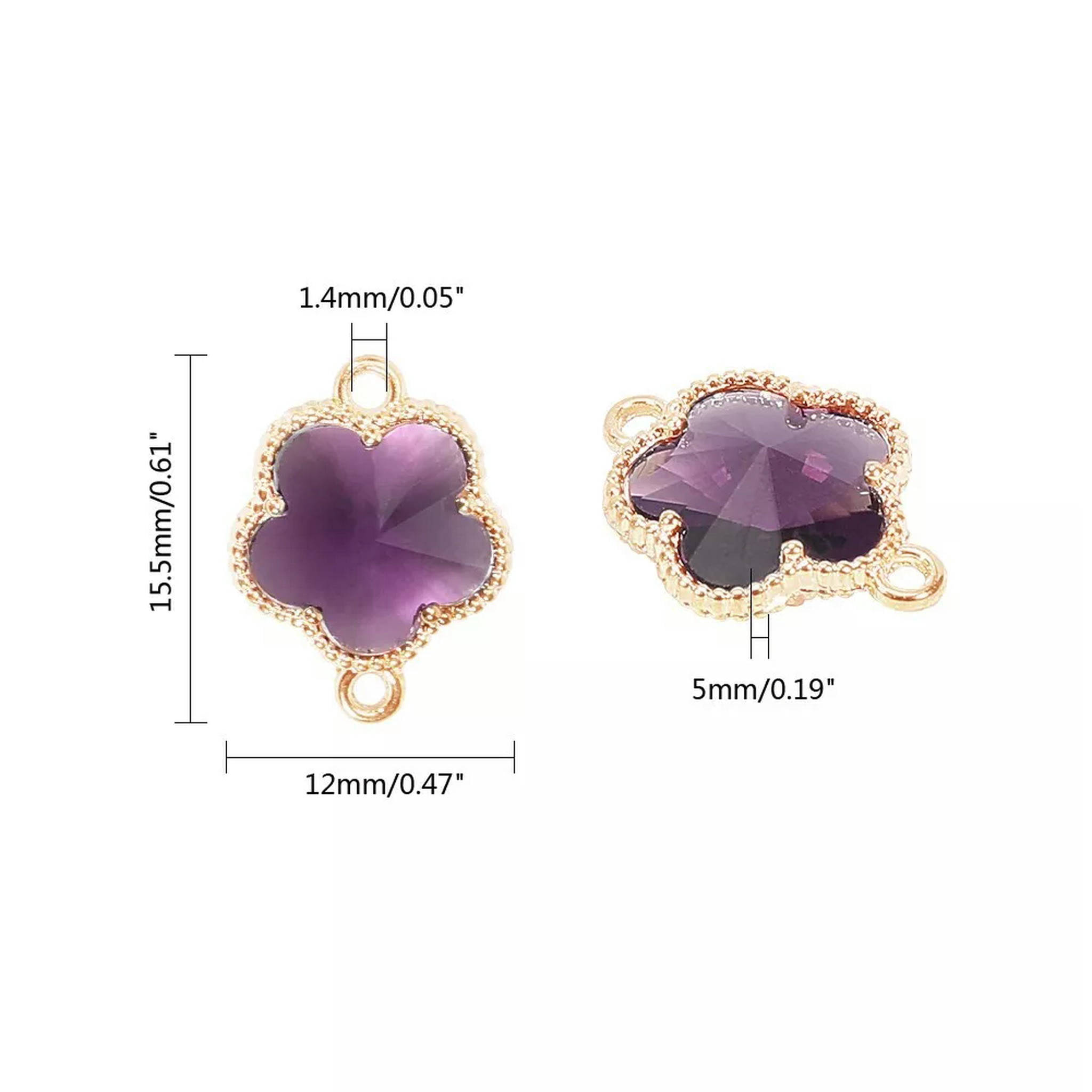 U8MO 50x Flower Glass Links Connectors with Alloy Open Back Berzel Findings 15.5x12mm