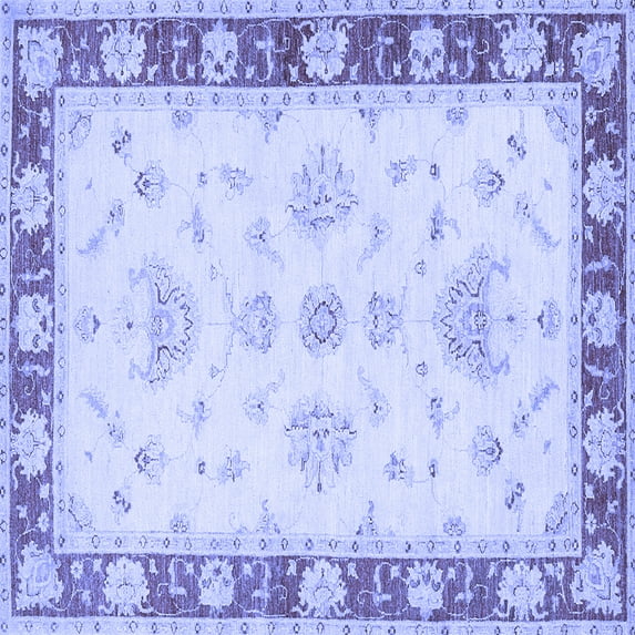 Ahgly Company Machine Washable Indoor Square Oriental Blue Traditional Area Rugs, 7' Square