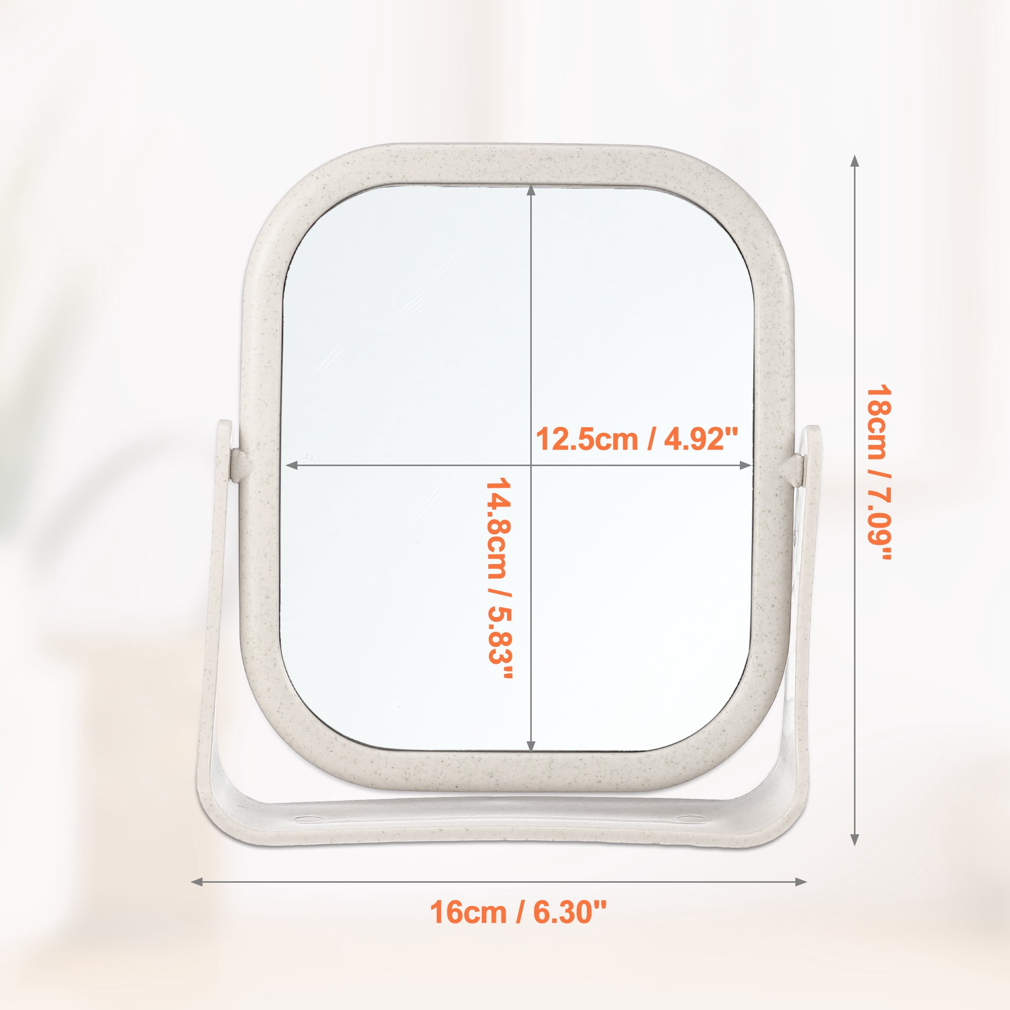 Unique Bargains Plastic Makeup Mirror Double Sided 360 Rotating Beige