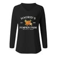 thumbnail image 4 of Womens Shirts Tops Pumpkin And Letter V Neck Print Long Sleeve Womens T Shirts,Black,L, 4 of 4