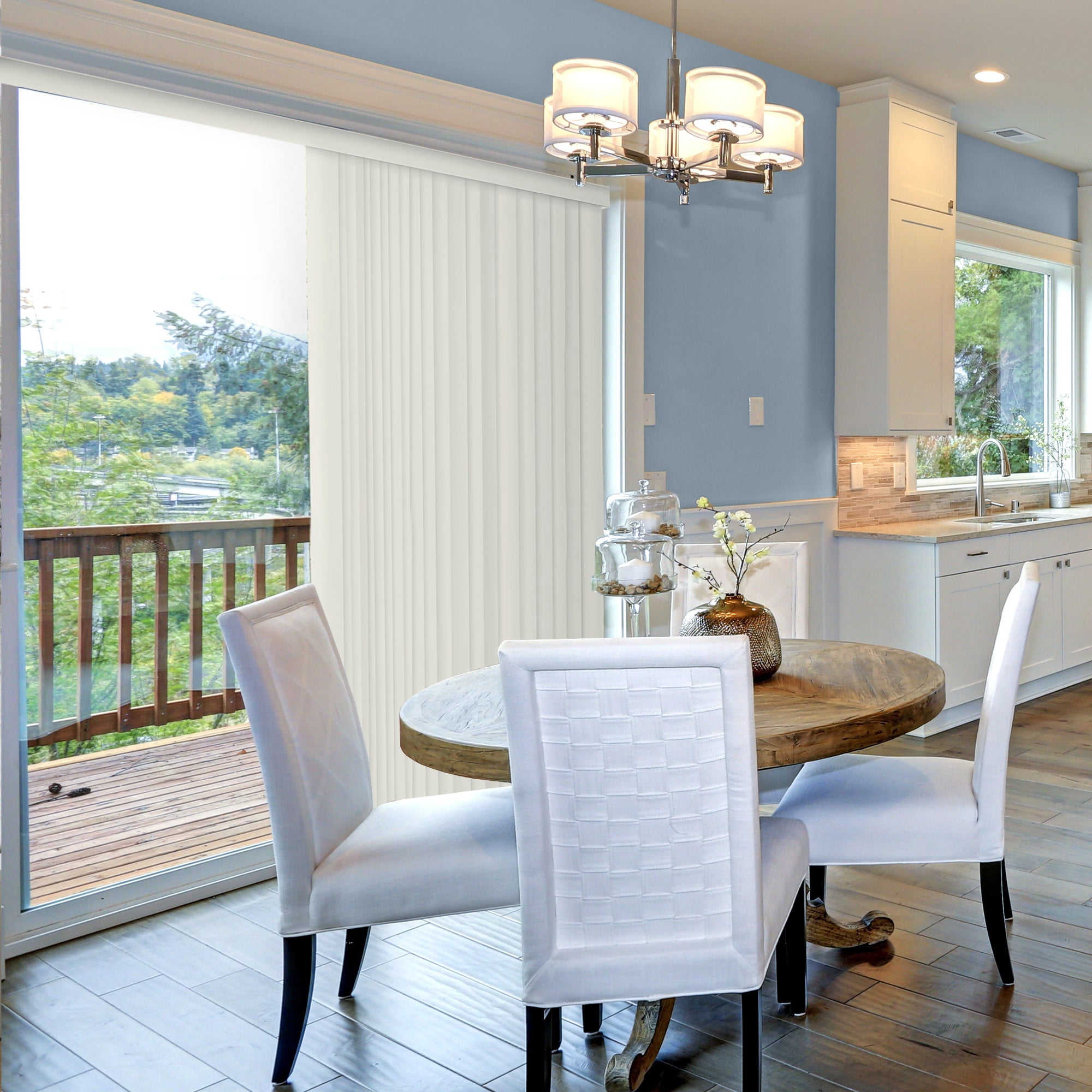 YELLOW BLINDS Cream Cordless PVC Vertical Blinds for Large Windows & Sliding Glass Doors, 78” W x 84” H, Light Filtering or Room Darkening, Easy Install, Modern Valance, Moisture-Resistant Shades