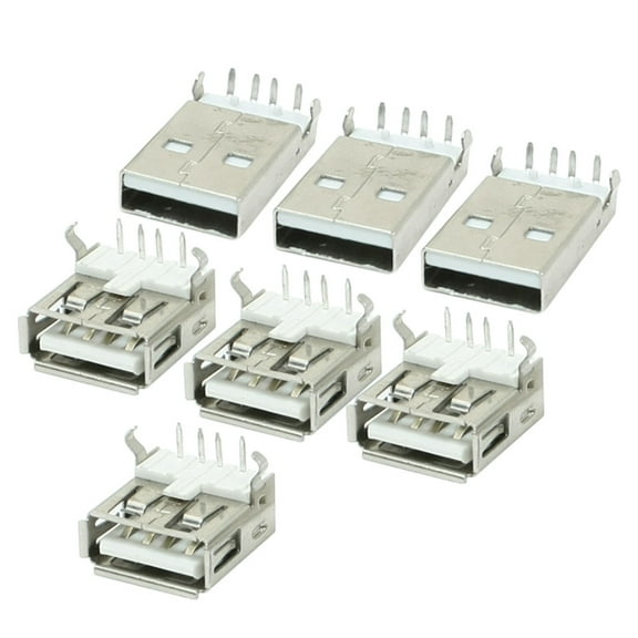 Unique Bargains 7 Pcs USB A Male to Female Jack Plug Solder Connectors Adapter
