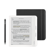Kobo Libra Colour White eReader with Case Bundle (Black Notebook SleepCover, Case + Stylus)