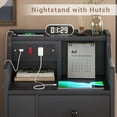 ADORNEVE Nightstand Set of 2 with Charging Station, Bedside Table with