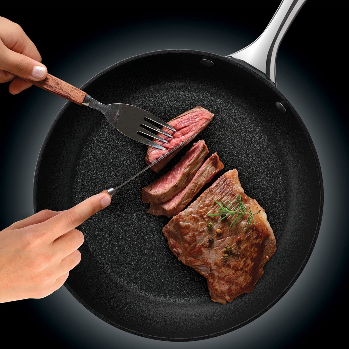 Starfrit The Rock Diamond 24cm (9.5") Non-Stick Fry Pan - Aluminum - Oven Safe - PFOA Free - Easy to Clean - Black