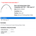 thumbnail image 2 of Rear Left Parking Brake Cable - Compatible with 1981 - 1986 Jeep CJ7 1982 1983 1984 1985, 2 of 2