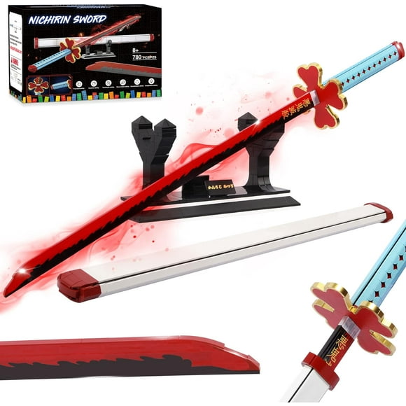 Demon Slayer Swords Compatible with Lego, 39in Kanroji Mitsuri Sword Building Block Katana with Scabbard and Stand, Anime Sword Building Toys for Girls 8-10, 780 Pcs