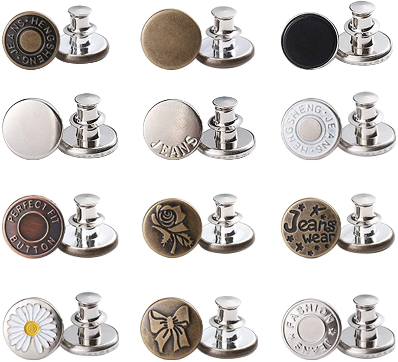 Button Pins for Jeans, MSDADA 12 Pcs Perfect Fit Jean Button Pins