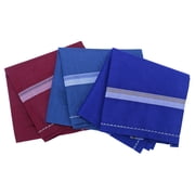 Royal Mart 06 Mens Cotton Handkerchief Set - 15+ Inches, Dark Striped, Multi-Color Handkerchief