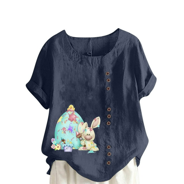 Birdeem Chemise Décontractée Oversize d'Été pour Femmes Col Rond Manches Courtes Imprimé Floral Ample