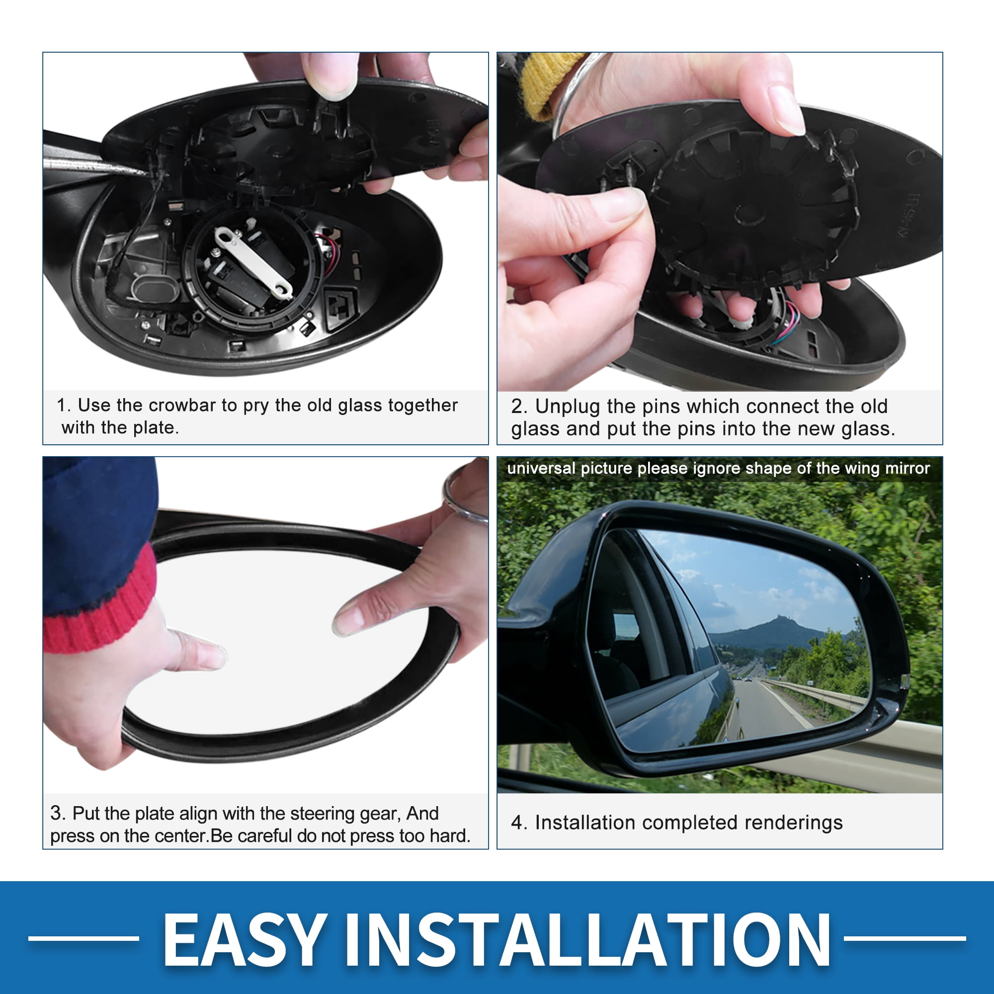 Unique Bargains Right Side Mirror Glass Replacement for Volkswagen Touareg 2010-2018