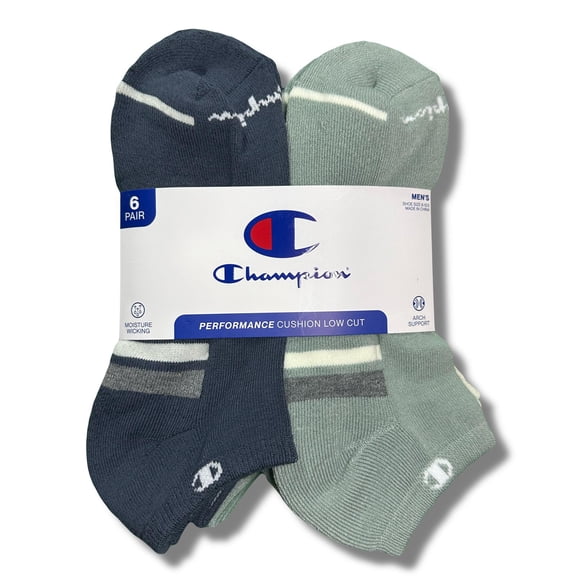 CHAMPION SOCKS MEN'S - LOW CUT - SOLID 253 - GREEN - LARGE (6-12) PACK 6 XX