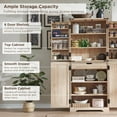 thumbnail image 3 of ACCOHOHO 72" Tall Kitchen Pantry, Farmhouse Storage Cabinet with Barn Doors, Drawer and Adjustable Shelves, Rustic Wood Cupboard for Kitchen, Dining Room, Bathroom, Rattan & Natural Oak, 3 of 7