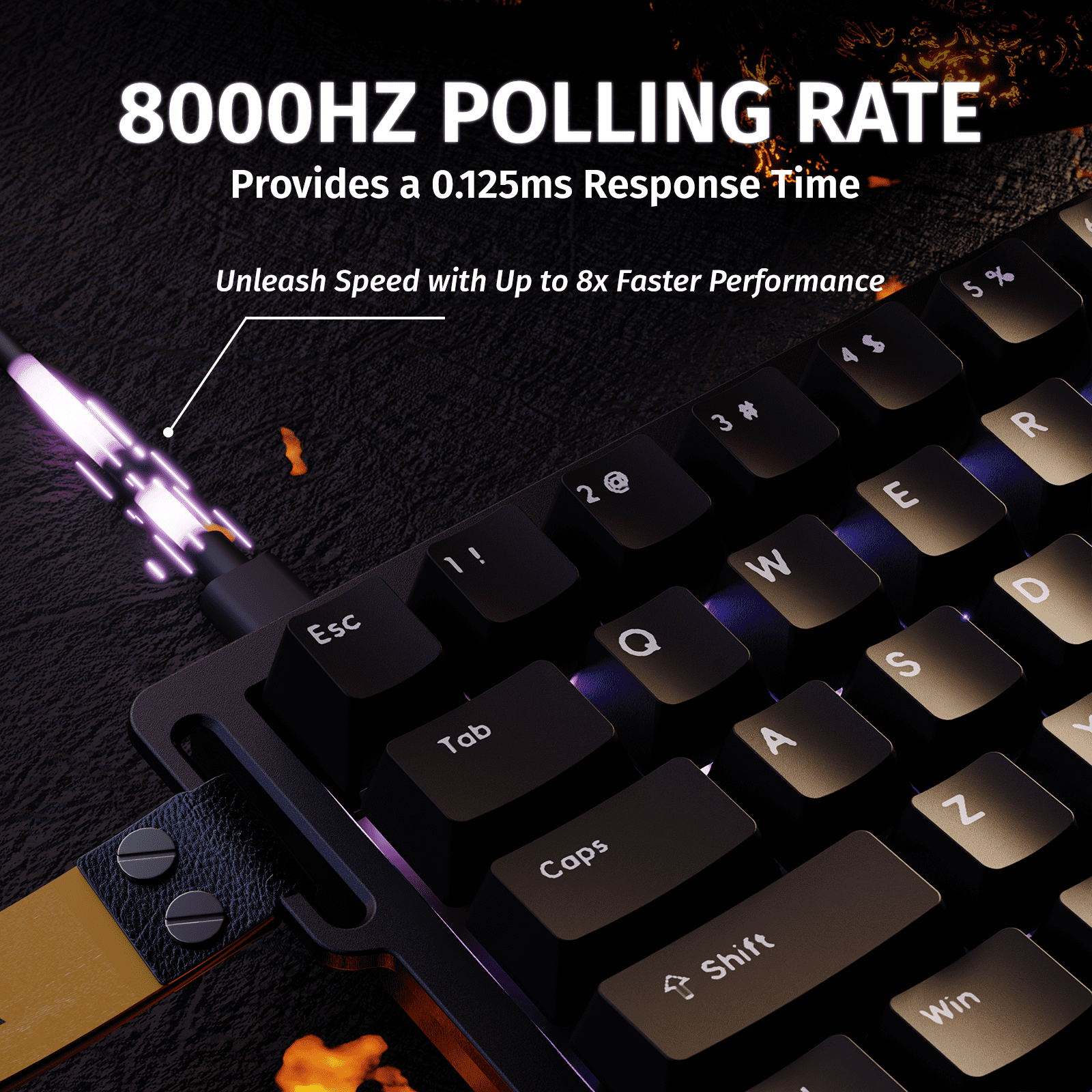 ATTACK SHARK X68 HE 60% Wired Mechanical Gaming Keyboard, Rapid Trigger, Adjustable Actuation, Hall Effect Magnetic Switches, 8KHz Polling Rate, RGB Backlit, PC/Mac Compatible, Black