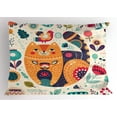 thumbnail image 1 of Paisley Pillow Sham Little Smiling Chubby Cheek Cat Animal with Various Oriental Leaf Flower Artwork, Decorative Standard Size Printed Pillowcase, 26 X 20 Inches, Multicolor, by Ambesonne, 1 of 2