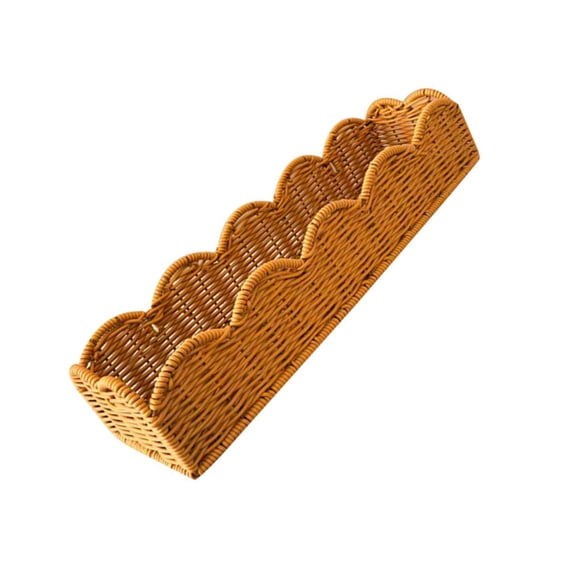Rectangular Plastic Basket Decorative Rattan Weave Pattern Functional Storage For Home Decoration Practical Container