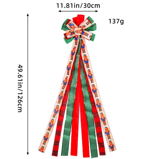 Lazo de corona de cascanueces navideño Lazo de corona navideña Lazo de arpillera Decoración de pared para puerta de invierno Adorno para árbol de Navidad con cuadros de búfalo