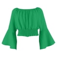 thumbnail image 3 of TAmten Girls Blouse Trumpet Sleeve Tops Summer Trendy Solid Boho Tunic Shirts Off Shoulder Size 11-12 Years, 3 of 7
