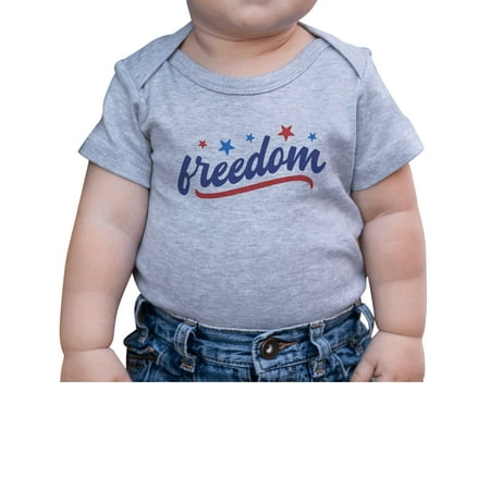 

7 ate 9 Apparel Kids Patriotic 4th of July Outfit - Freedom Stars Grey Onepiece 3-6 Months