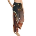 thumbnail image 2 of Uemuo Astronaut On Mars A Pattern Women's Wide Leg Palazzo Lounge Pants with Pockets Light Weight Loose Comfy Casual Pajama Pants-Large, 2 of 9