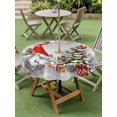 thumbnail image 3 of Outdoor Tablecloth with Umbrella Hole and Zipper, Grey Red Christmas Round Table Cloth 54 Inch Waterproof Tablecloth, Snowflake Gnomes Xmas Tree Winter Gifts Picnic Table Cover for Patio Camping, 3 of 7