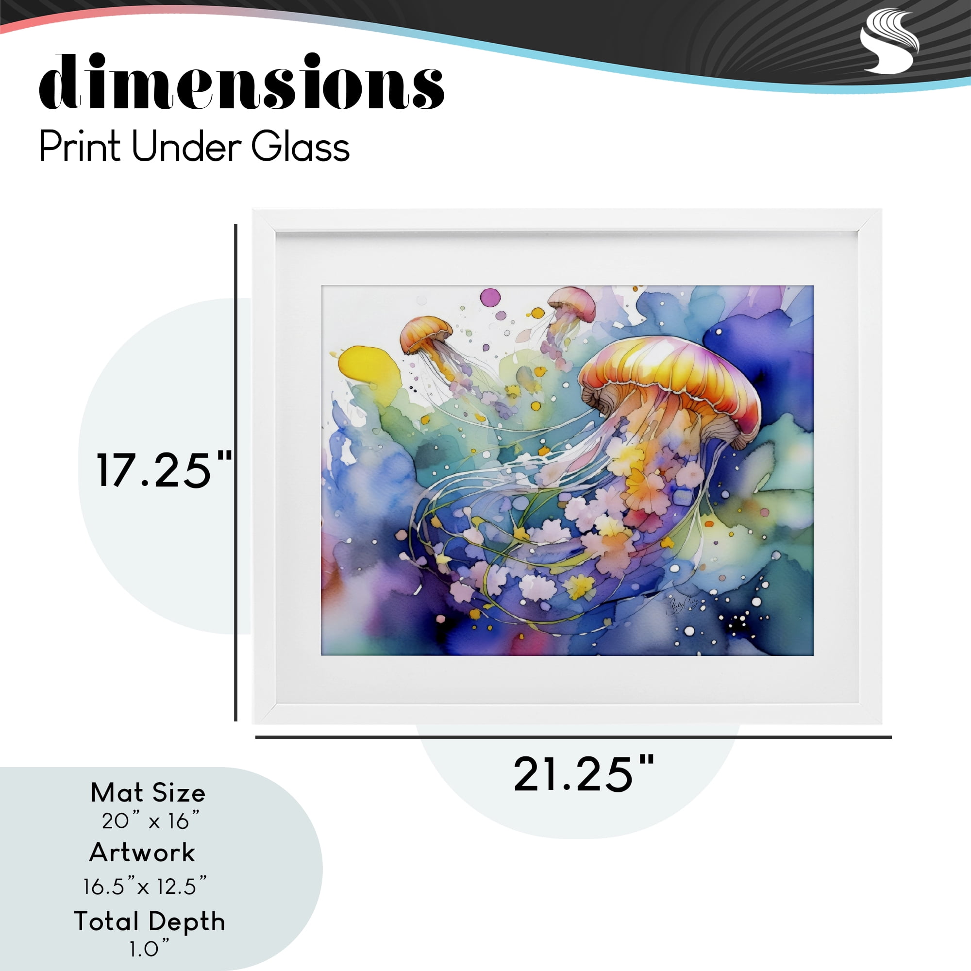 Stupell Industries Neon Jellyfish Underwater White Framed Print Under Glass, design by Shelly Craig