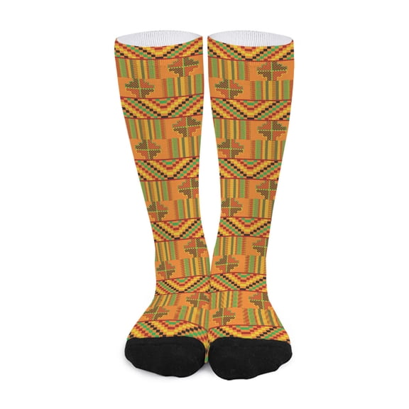 DIQADILA Bonwire Kente Pattern Print Long Socks