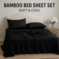 thumbnail image 4 of King Size Sheets Set-Cooling & Silky Soft Bed Sheets Made from 100% Bamboo Viscose, Includes Pillowcases, Flat Sheet & Deep Pocket Fitted Sheet, Luxury Bedding for Hot Sleepers, Wrinkle-Free, 4 of 6