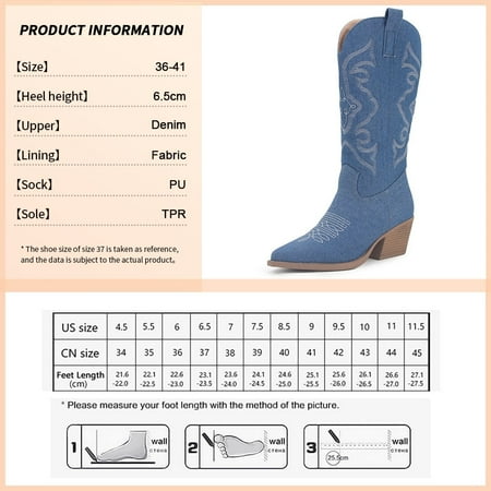 

Women s Fashion 2023 Cowboy Short Ankle Boots for Women Chunky Heel Cowgirl Boots Embroidered Mid Calf Western Boots Hot