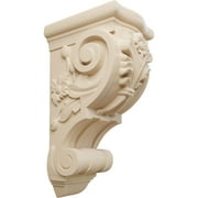 Ekena Millwork 6 1/4"W x 7 5/8"D x 14 1/8"H Large Floral Corbel, Alder