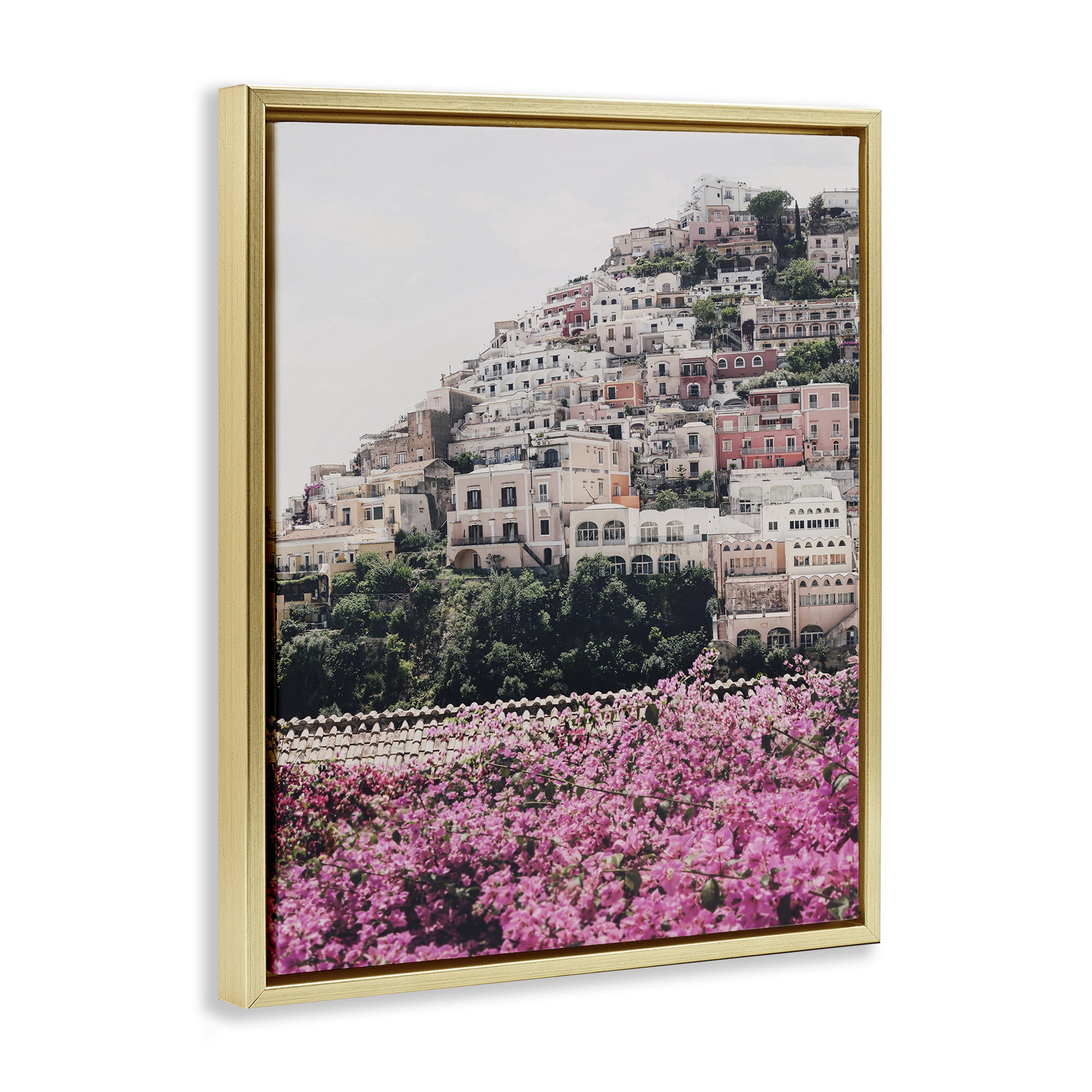 Stupell Industries Positano Town Architecture Cities & Countries Photography Gold Floater Framed Canvas Art Print Wall Art, 25 x 31