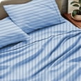 thumbnail image 4 of Luxury Hotel Bed Sheets and Pillowcase Set 1000 Thread Count 100% Cotton, 15" Inch Deep Pocket Premium Hotel Quality Smooth & Soft Bedding Sheet Set, Full Size - Light Blue Stripe, 4 of 5