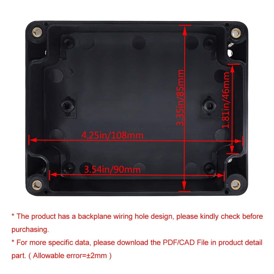 2pcs Black Plastic Project Power Protector Case Junction Box 55*39*27mm YEG 