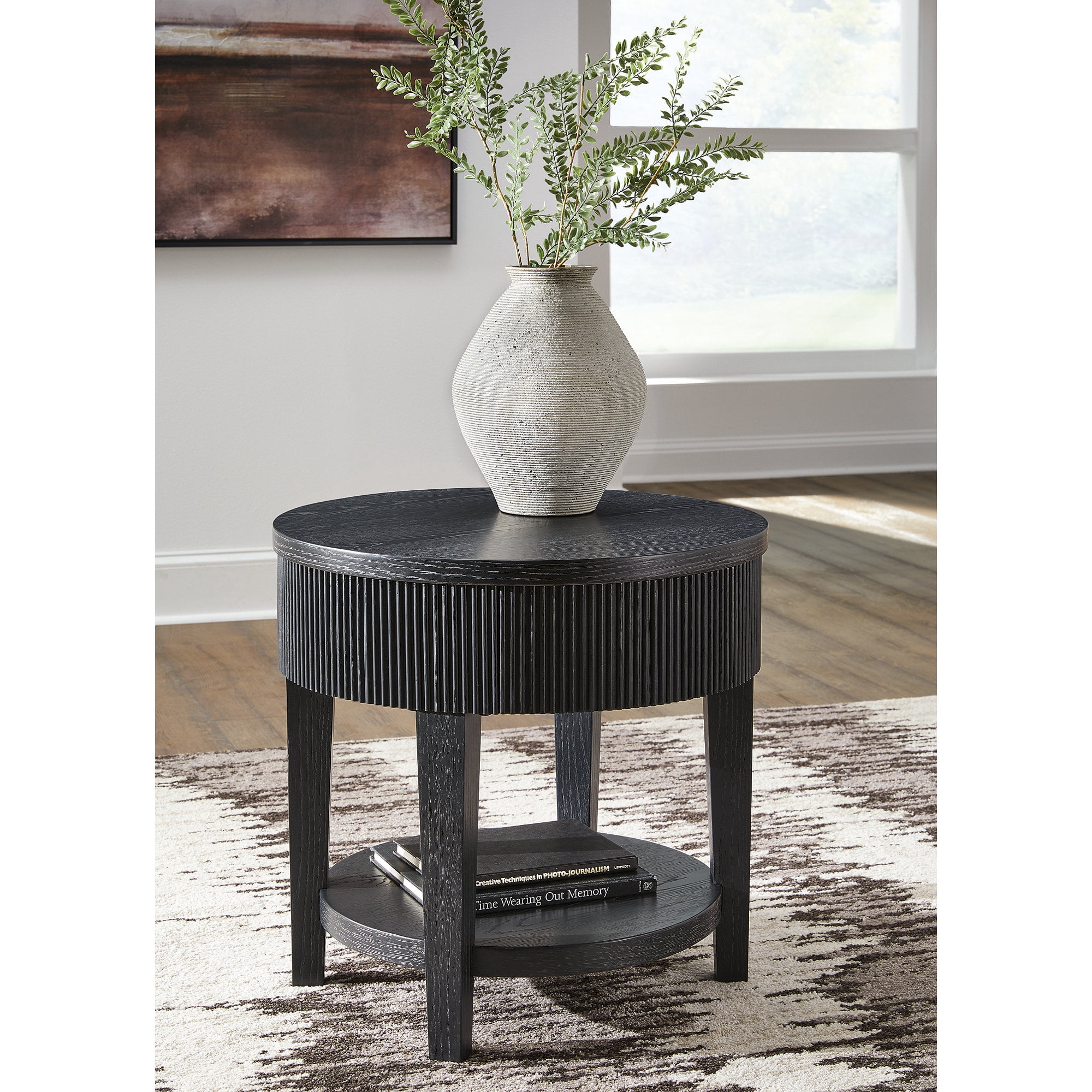 Signature Design by Ashley 1 Drawer Marstream End Table, Black
