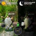 thumbnail image 2 of Flocking Gnome Solar Garden Statues Outdoor Decor Flocked Gnome with Solar Lantern Figurine Dwarfs Jardim Yard Ornaments, 2 of 7