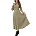 thumbnail image 4 of Arnsht Lightweight Sweater Dress Fall Dresses Midi Dress Luxury Outfits for Women Round Neck Solid Color Casual Long Sleeved Dresses Yellow M, 4 of 7